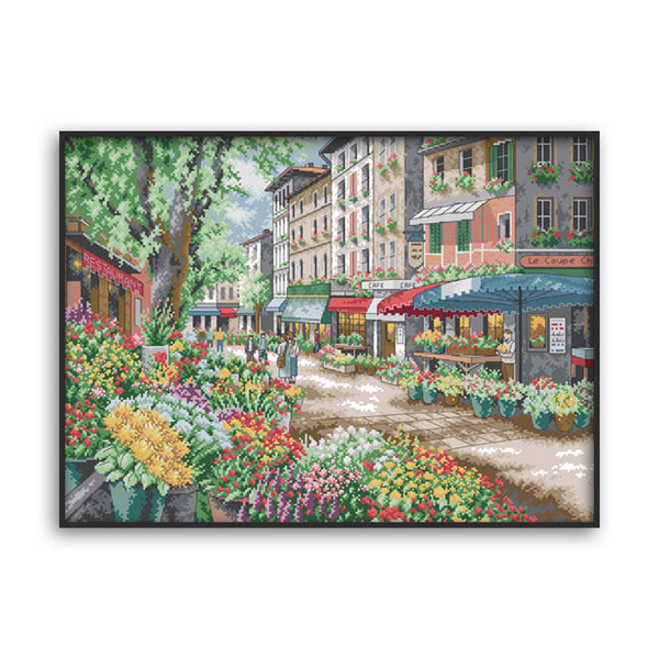 HKM-682323 Scenery Cross Stitch Kit - Eco-Friendly Cotton, Various Printed Fabrics