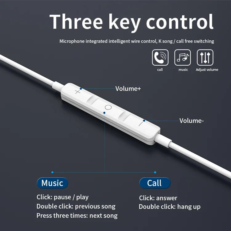 HKM-682323 Wired 3.5mm Earbuds with Microphone and Magnetic Design for iPhone