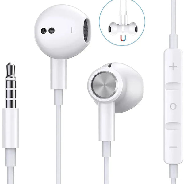 HKM-682323 Wired 3.5mm Earbuds with Microphone and Magnetic Design for iPhone