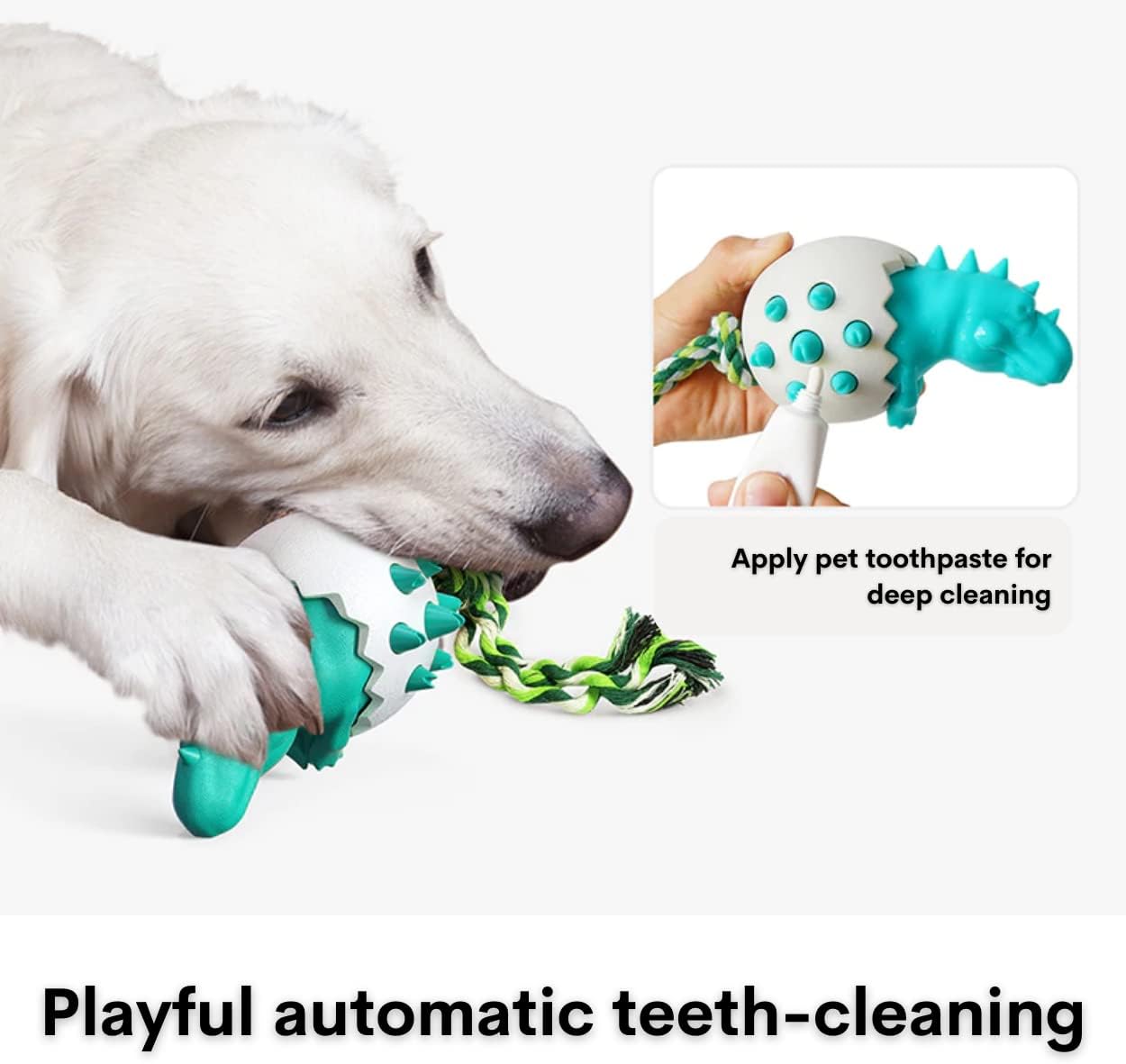 HKM-6823997 Durable Dog Teething Toy with Rope - Interactive Rubber Chew Toy for Aggressive Chewers