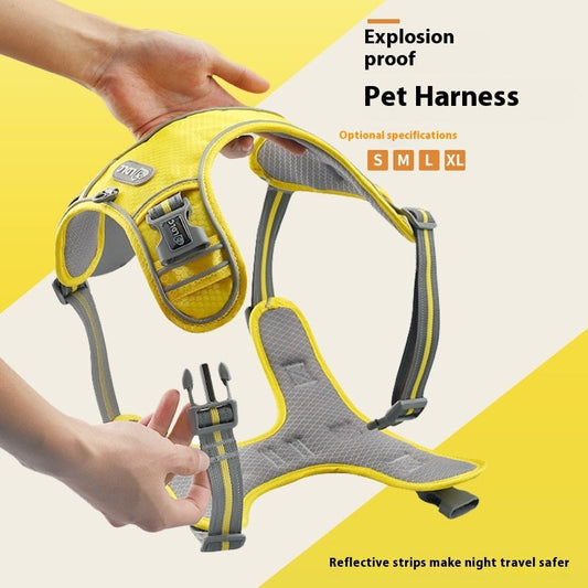 HKM-6825789 Comfortable Reflective Pet Harness with Shock Absorption and Traction Strap - Multiple Colors Available