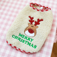 HKM-6827069 Bichon Christmas Day Elk Embroidered Warm Vest for Pets