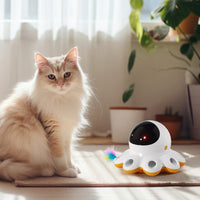 HKM-6827325 Automatic Electric Cat Teaser Toy with Rechargeable Power and Colorful Feathers