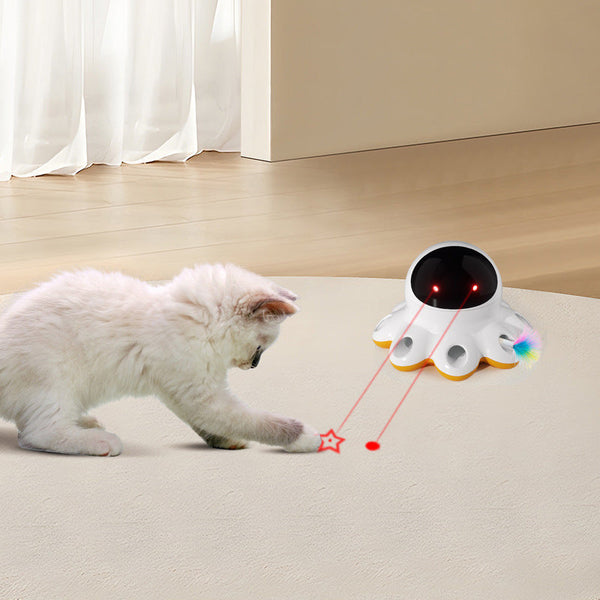 HKM-6827325 Automatic Electric Cat Teaser Toy with Rechargeable Power and Colorful Feathers