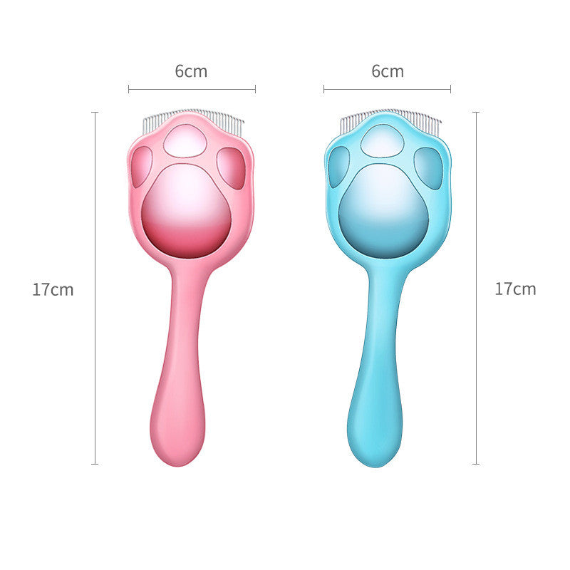 HKM-6828093 Shell Cat Comb - Durable PP & Stainless Steel, Floating Hair Comb in Blue/Pink, 6x17cm