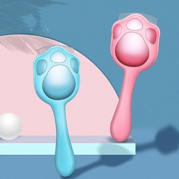 HKM-6828093 Shell Cat Comb - Durable PP & Stainless Steel, Floating Hair Comb in Blue/Pink, 6x17cm