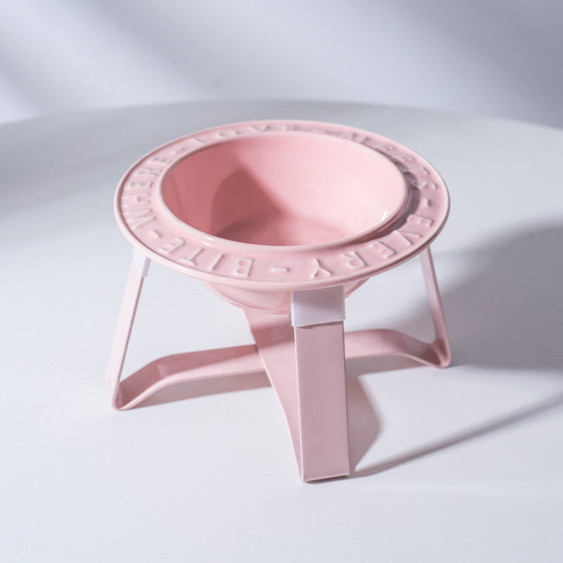HKM-6828477 Ceramic Cat and Dog Bowl with Anti-Tumble Design and Neck Protection Stand