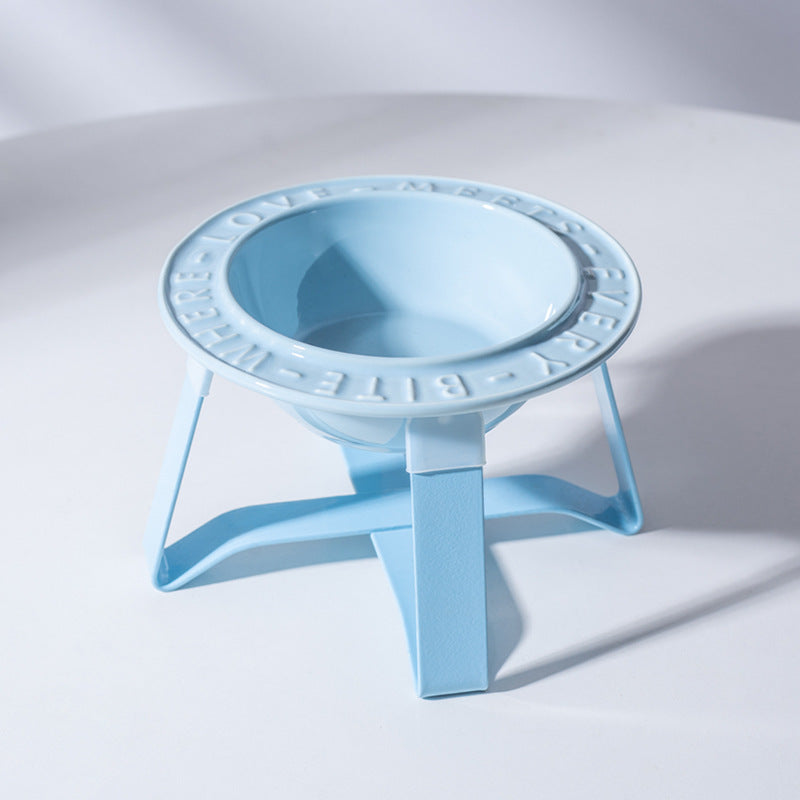 HKM-6828477 Ceramic Cat and Dog Bowl with Anti-Tumble Design and Neck Protection Stand