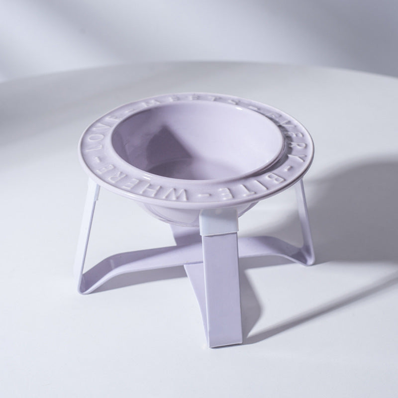 HKM-6828477 Ceramic Cat and Dog Bowl with Anti-Tumble Design and Neck Protection Stand