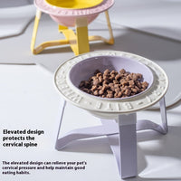 HKM-6828477 Ceramic Cat and Dog Bowl with Anti-Tumble Design and Neck Protection Stand