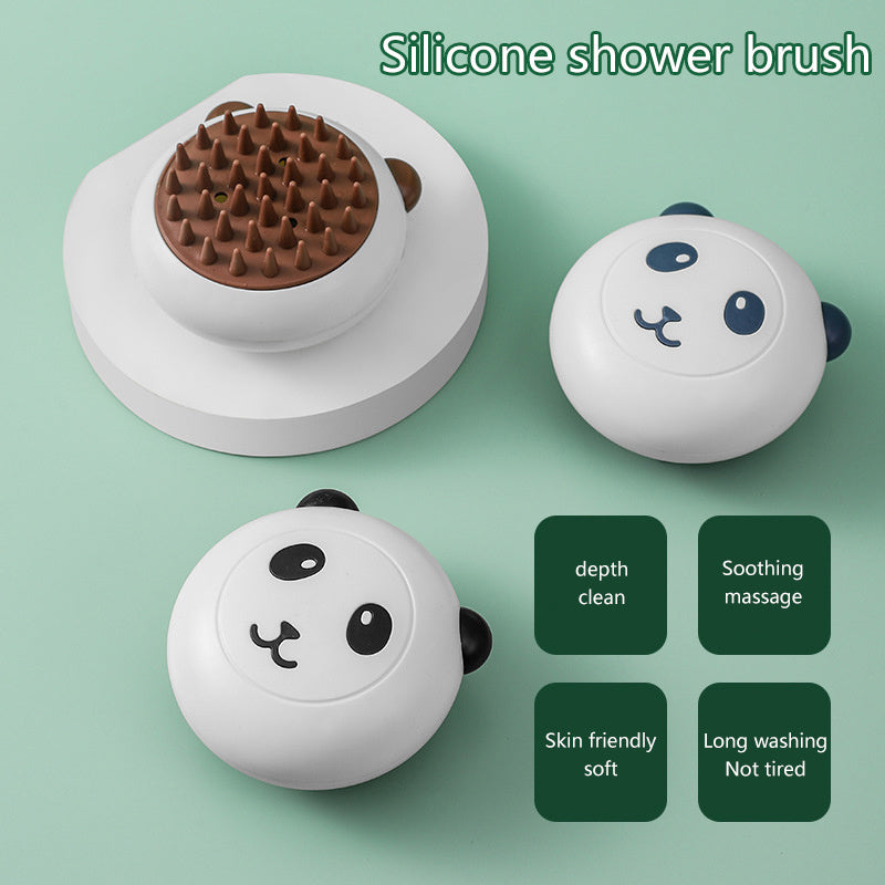 HKM-6829757 Panda-Shaped Silicone Pet Shower Brush for Dogs and Cats with Soft Bristles