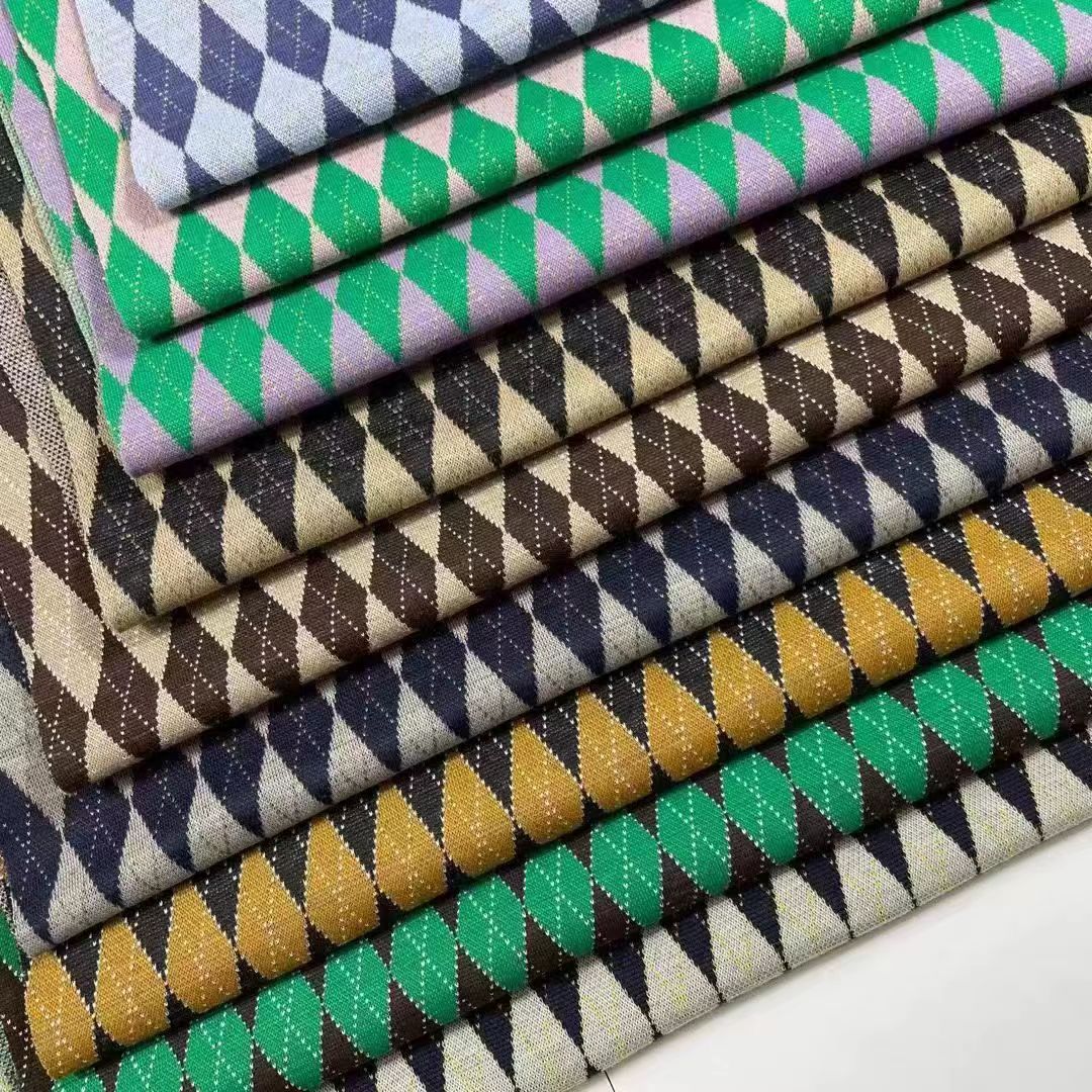 HKM-683155 Knitted Jacquard Checkerboard Fabric for Luggage - 97% Polyester, 3% Spandex - 165CM Wide