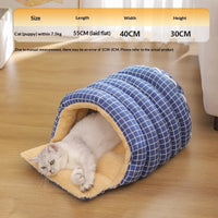 HKM-6832317 Thickened Insulated Pet Bed with Closed Design and Convenient Handle for Cats