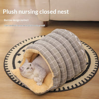 HKM-6832317 Thickened Insulated Pet Bed with Closed Design and Convenient Handle for Cats