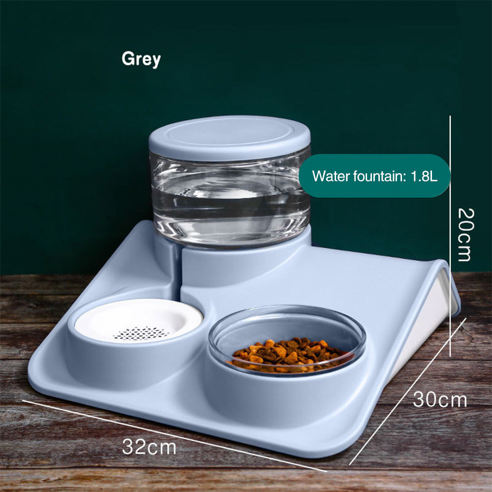 HKM-6832445 Automatic 1.8L Non-Plug-in Water and Food Feeder with Stable Design and Easy-to-Clean Bowl