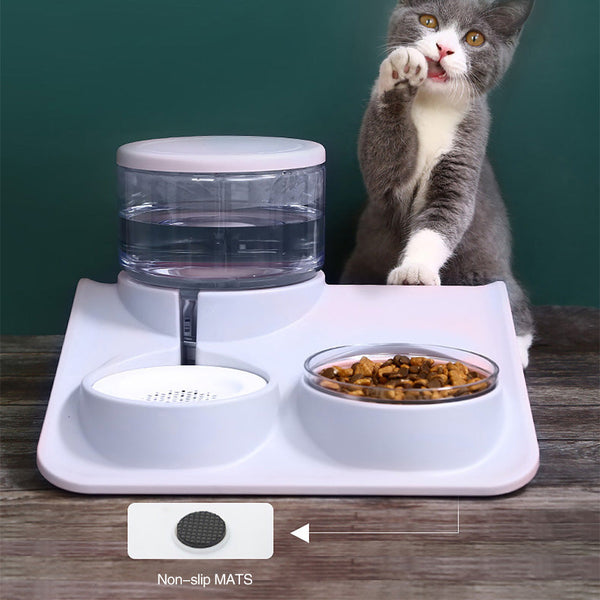 HKM-6832445 Automatic 1.8L Non-Plug-in Water and Food Feeder with Stable Design and Easy-to-Clean Bowl
