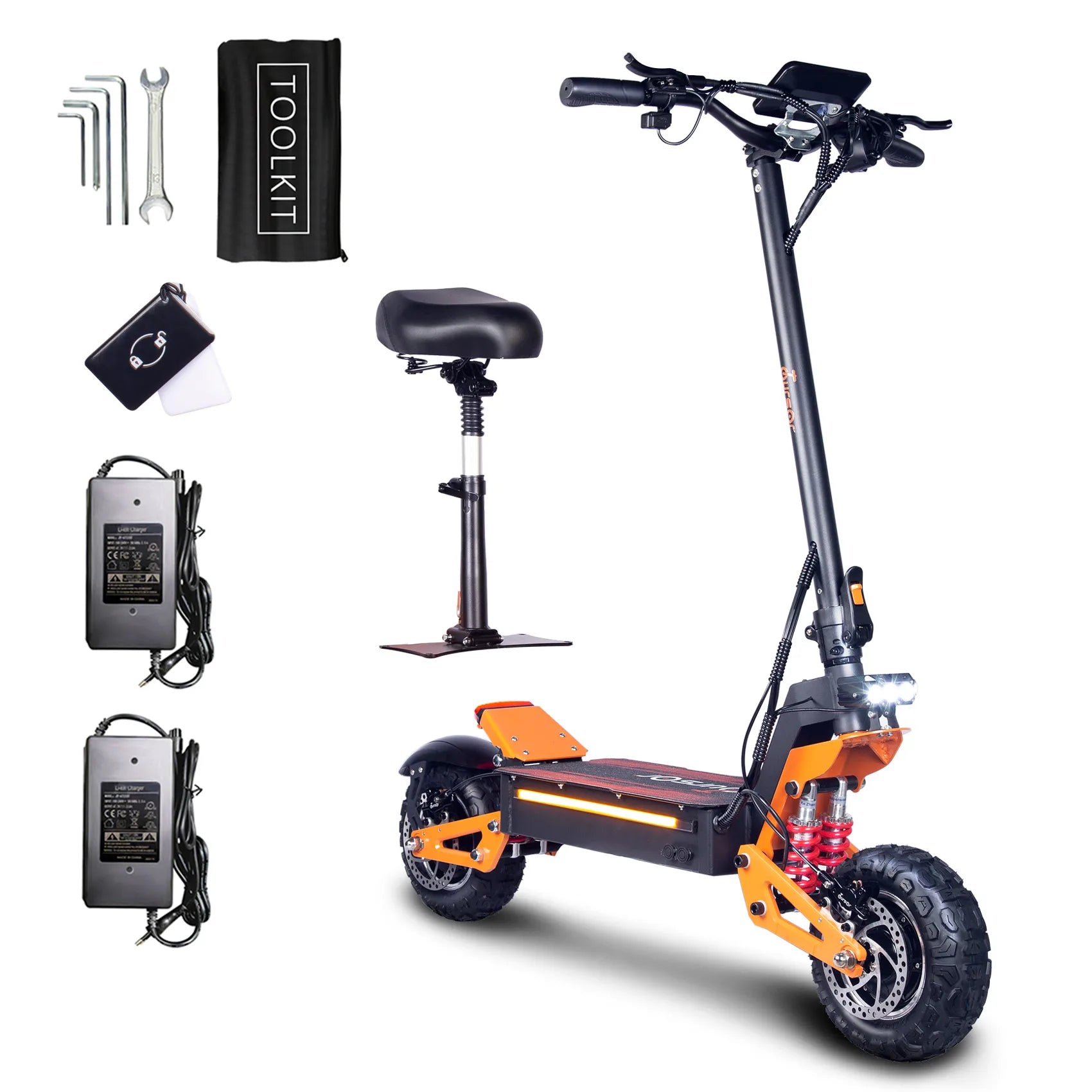 HKM-683347 Dual Drive Electric Mobility Scooter for Adults, Foldable, 11-Inch Wheels, 6000W Power, Range 50-80km