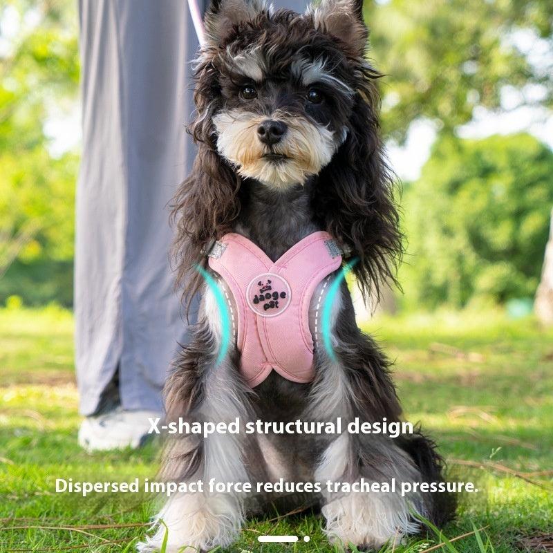 HKM-6833725 Pet Vest with Hand Holding Rope - Available in Pink, Green, Yellow, and Blue, Made of Durable Polyester
