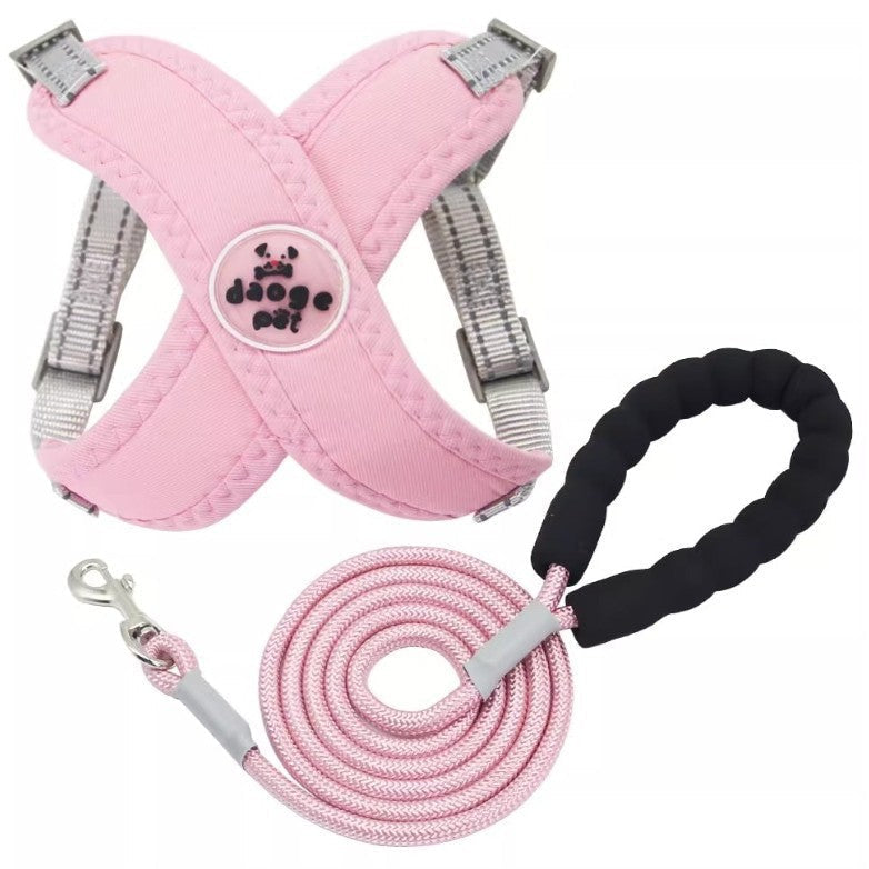 HKM-6833725 Pet Vest with Hand Holding Rope - Available in Pink, Green, Yellow, and Blue, Made of Durable Polyester