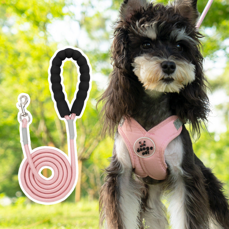 HKM-6833725 Pet Vest with Hand Holding Rope - Available in Pink, Green, Yellow, and Blue, Made of Durable Polyester