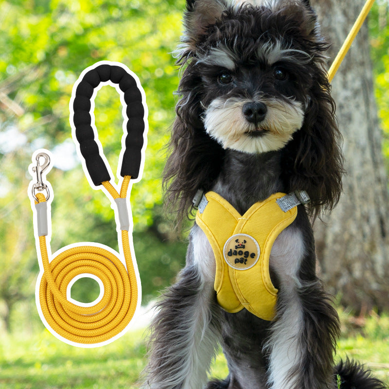 HKM-6833725 Pet Vest with Hand Holding Rope - Available in Pink, Green, Yellow, and Blue, Made of Durable Polyester
