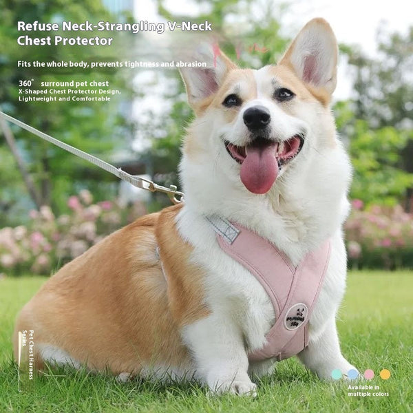 HKM-6833725 Pet Vest with Hand Holding Rope - Available in Pink, Green, Yellow, and Blue, Made of Durable Polyester
