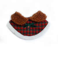 HKM-6834237 Christmas Cat Hat and Fur Collar Bib Dress Up Clothes for Winter