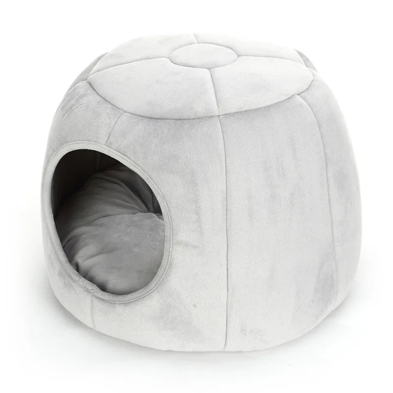 HKM-6834493 Cozy Cotton Semi-Enclosed Pet Nest in Green and Gray
