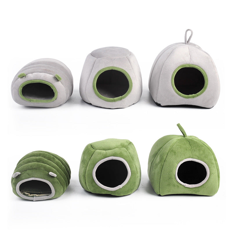HKM-6834493 Cozy Cotton Semi-Enclosed Pet Nest in Green and Gray