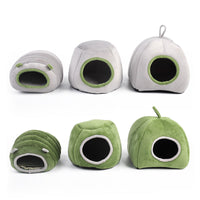 HKM-6834493 Cozy Cotton Semi-Enclosed Pet Nest in Green and Gray