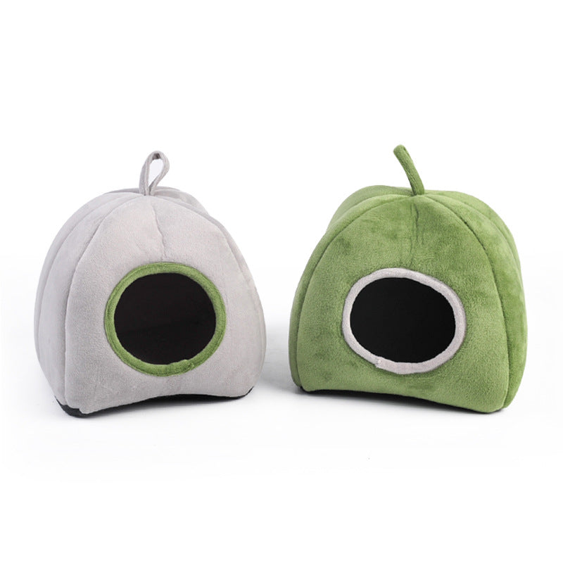 HKM-6834493 Cozy Cotton Semi-Enclosed Pet Nest in Green and Gray