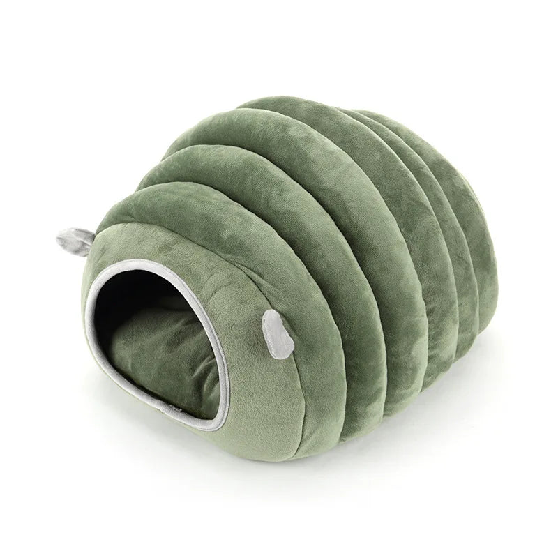 HKM-6834493 Cozy Cotton Semi-Enclosed Pet Nest in Green and Gray
