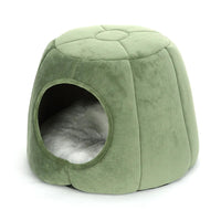 HKM-6834493 Cozy Cotton Semi-Enclosed Pet Nest in Green and Gray