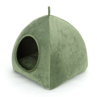 HKM-6834493 Cozy Cotton Semi-Enclosed Pet Nest in Green and Gray