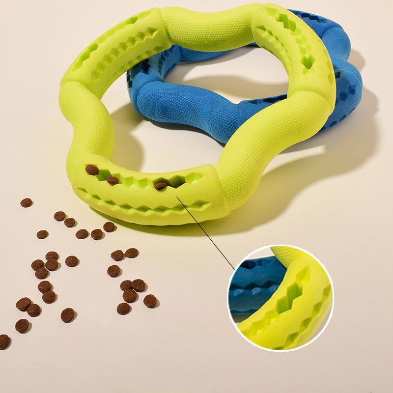 HKM-6835517 Durable TPR Dog Chew Toy for Medium to Large Dogs - Fun Leaky Food Ring Design