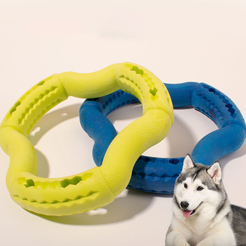 HKM-6835517 Durable TPR Dog Chew Toy for Medium to Large Dogs - Fun Leaky Food Ring Design