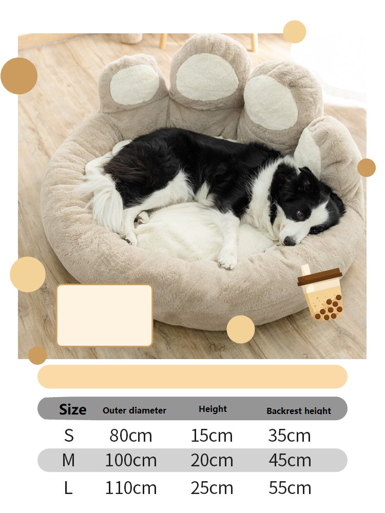 HKM-6836285 Cozy Bear's Paw Nest in Milk Tea Color - Thick PV Fleece Pet Mat with Soft PP Cotton Filling