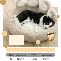 HKM-6836285 Cozy Bear's Paw Nest in Milk Tea Color - Thick PV Fleece Pet Mat with Soft PP Cotton Filling
