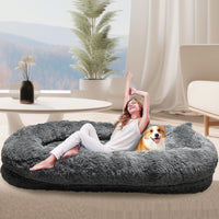 HKM-6836669 Cozy Queen Bed Pet Plush Sofa for Dogs in Multiple Colors with Blanket Option