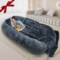 HKM-6836669 Cozy Queen Bed Pet Plush Sofa for Dogs in Multiple Colors with Blanket Option