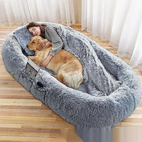 HKM-6836669 Cozy Queen Bed Pet Plush Sofa for Dogs in Multiple Colors with Blanket Option