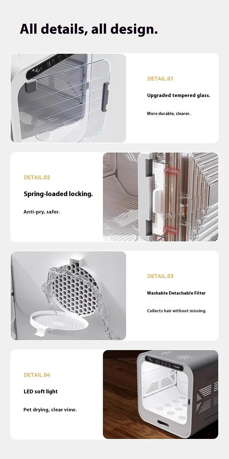 HKM-683731 Automatic Ultra Quiet Pet Hair Dryer with 72L Drying Box for Small Dogs and Cats