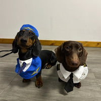 HKM-6837693 Dachshund Halloween Costume - Funny Captain & Pilot Outfits for Pets with Scarf Option