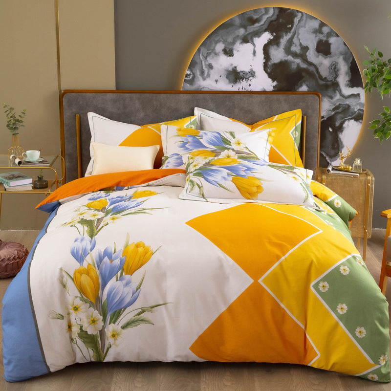 HKM-683795 Cotton Winter Linen Quilt Cover Bedding Set in Various Sizes with Plant and Flower Patterns