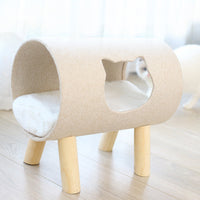 HKM-6838077 High-Footed Cylindrical Cat Bed - Soft, Breathable, and Washable Pet Nest