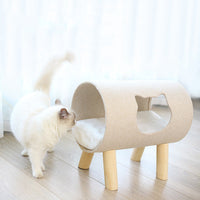 HKM-6838077 High-Footed Cylindrical Cat Bed - Soft, Breathable, and Washable Pet Nest