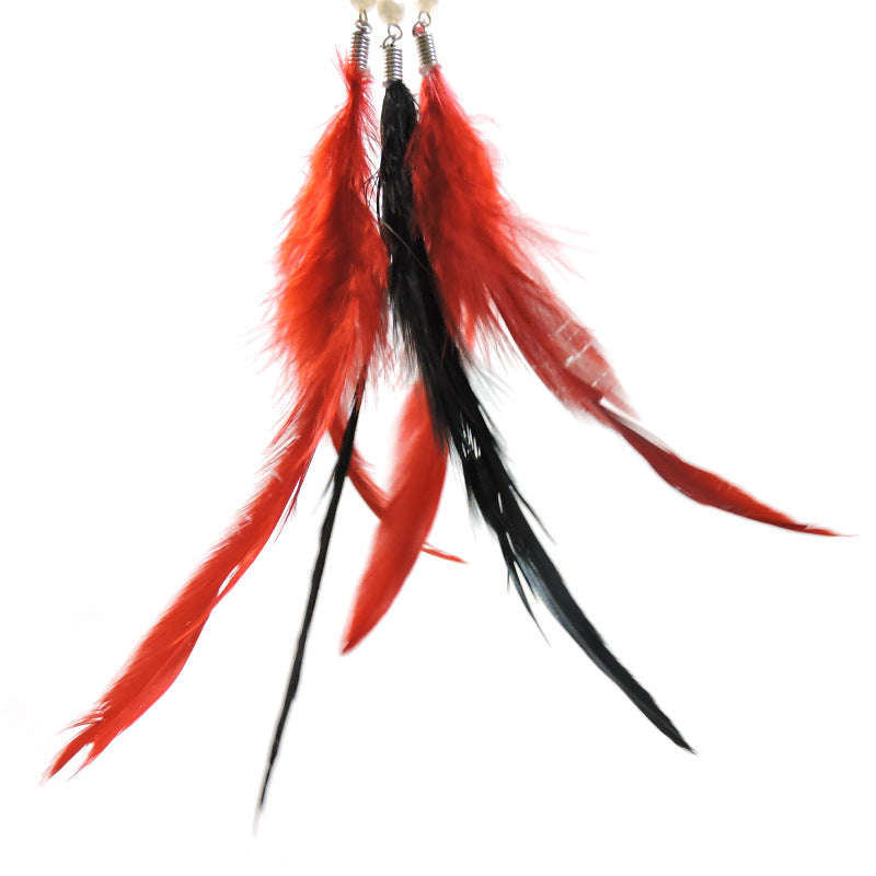 HKM-6838845 Feather Cat Teaser with Metal and Plastic Rods, 70cm Total Length