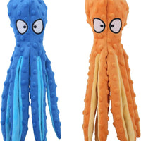 HKM-6839485 Durable No Stuffing Octopus Plush Dog Toy with Squeaker and Crinkle Sound for Interactive Play