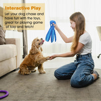 HKM-6839485 Durable No Stuffing Octopus Plush Dog Toy with Squeaker and Crinkle Sound for Interactive Play