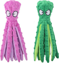 HKM-6839485 Durable No Stuffing Octopus Plush Dog Toy with Squeaker and Crinkle Sound for Interactive Play